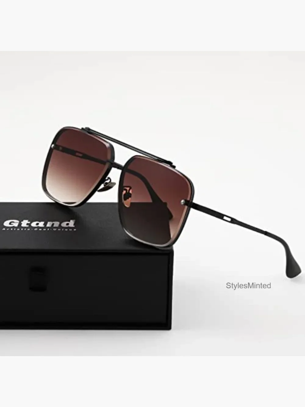 Oversized Square Aviator Metal Sunglasses 63mm UV400